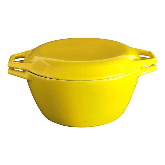 Mid 20th Century Enamel on Cast Iron Dutch Oven Designed by Michael Lax for Copco, 2 Piece Set For Sale
