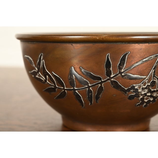 Heintz Arts & Crafts Sterling Silver on Bronze Footed Bowl For Sale - Image 9 of 15