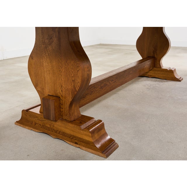 Country French Oak Farmhouse Trestle Dining Table 7.8 Ft For Sale - Image 13 of 18