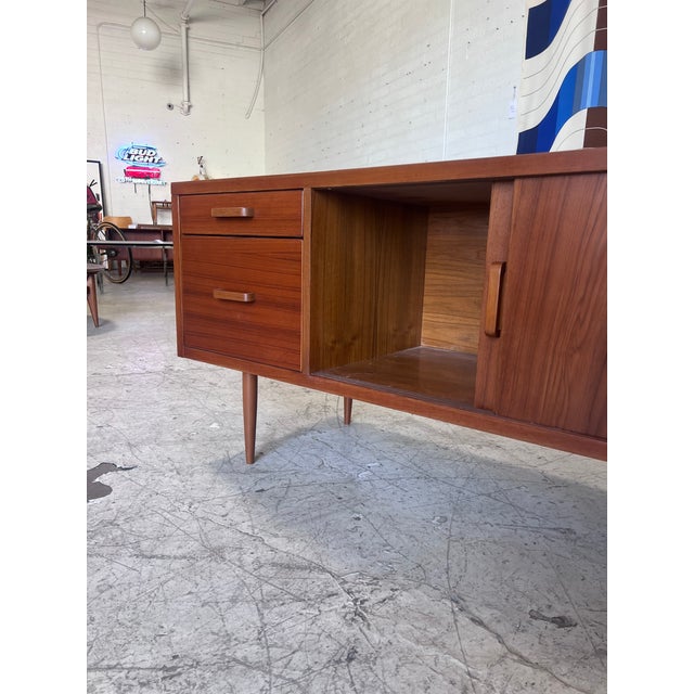 Brown Vintage Danish Teak Office Style Credenza For Sale - Image 8 of 8