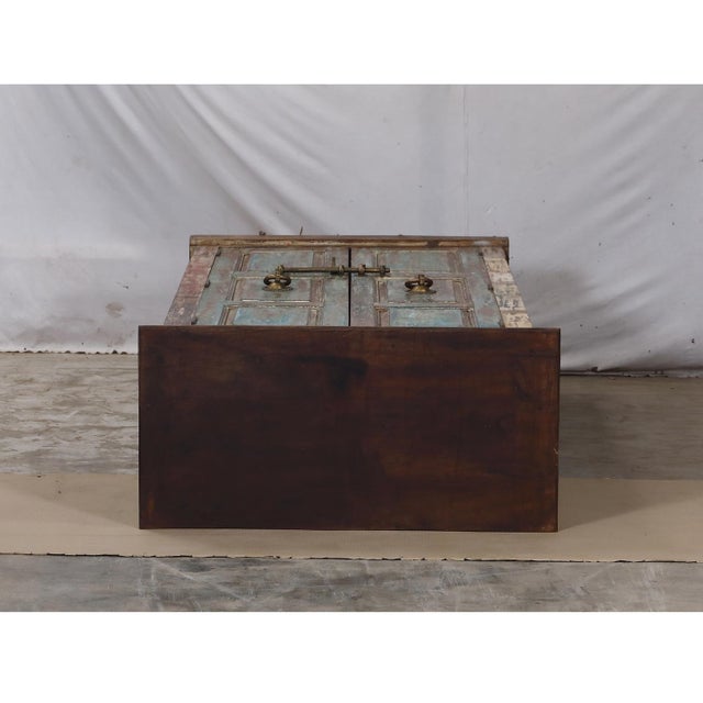 Armoire Constructed From Antique Indian Painted Teakwood Doors and Elements For Sale In Santa Fe - Image 6 of 7