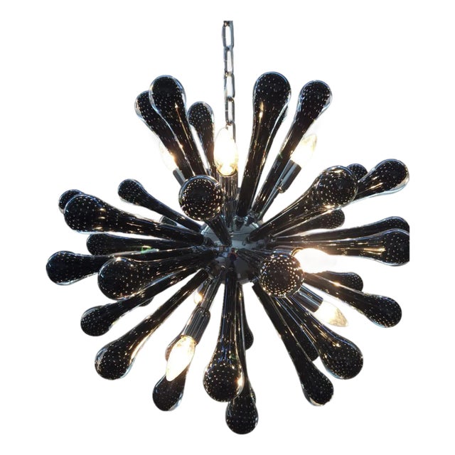 Sputnik Pendant with Black Drops with Bubbles Inside by Simoeng For Sale