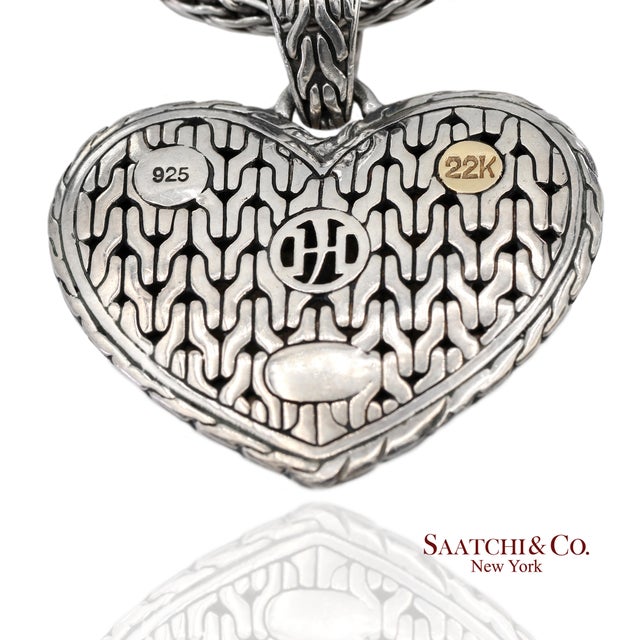 John Hardy 22k Yellow Gold and Sterling Silver Heart Pendant Necklace For Sale - Image 9 of 14