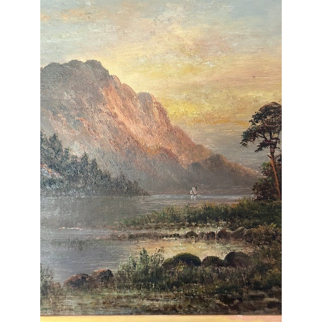 Rustic European Framed Oil on Board Mountains Landscape Scene, Early 20th Century For Sale - Image 3 of 6