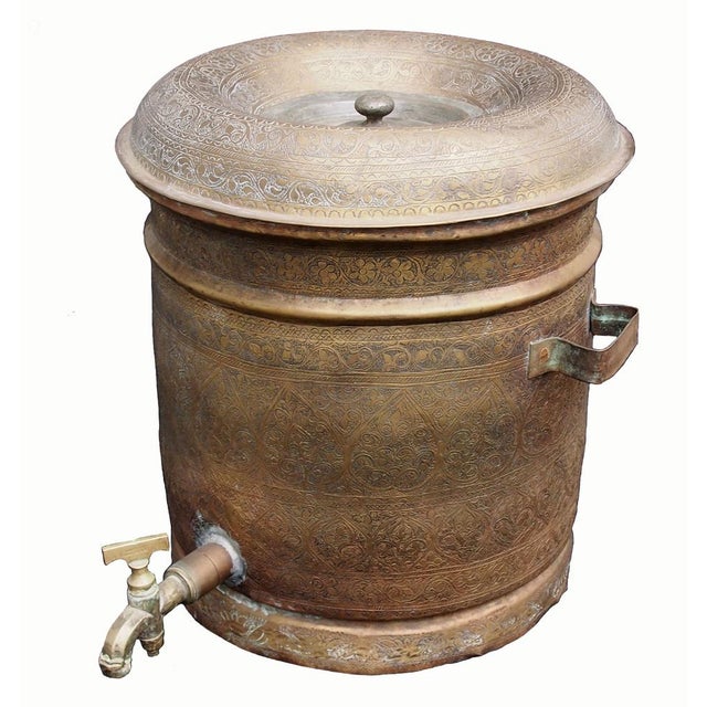 Large Antique Islamic Engraved Brass Bucket, 1920s For Sale - Image 14 of 14