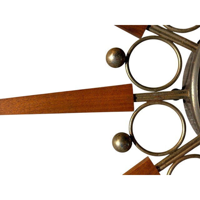 Danish Elgin Mid Century Modern Sunburst Wall Clock For Sale In Tampa - Image 6 of 7