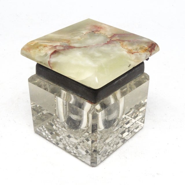 Forest Green Art Deco Crystal Inkwell, Germany, 1930s For Sale - Image 8 of 8