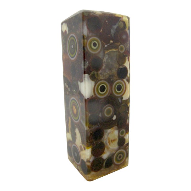 Chinese Orbicular Ocean Jasper or Wen Stone Tower Chop Seal Stamp For Sale