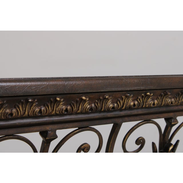 Designer Metal Base Leather Top Console Table For Sale - Image 13 of 18