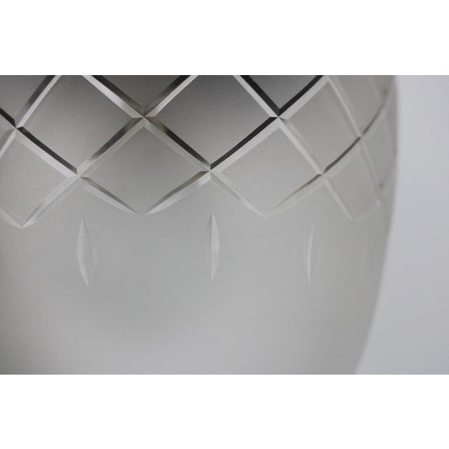 Antique French Teardrop Hall Lantern in Brass with Etched Frosted Glass, 1890s For Sale - Image 3 of 16