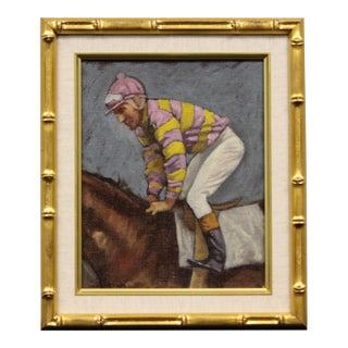 Mid 20th Century Jockey Up Painting, Framed For Sale