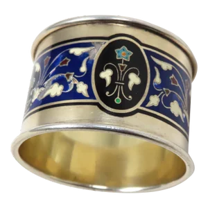 Antique Sterling Silver Enamel Napkin Ring by David Andersen of Oslo Norway