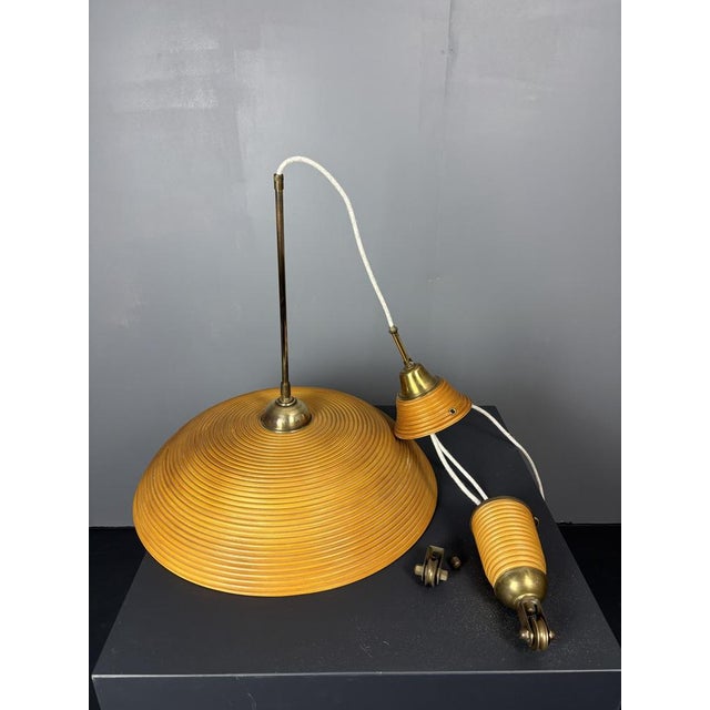 Mid-Century Modern Rattan Bamboo Pendant Lamps, 1970s, Set of 3 For Sale - Image 15 of 16