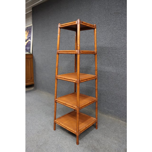 2000 - 2009 Ethan Allen Faux Bamboo & Rattan Etagere For Sale - Image 5 of 9