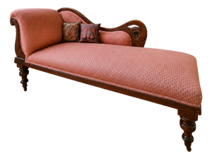 Victorian Walnut Chaise Lounge with Upholstery, 1880