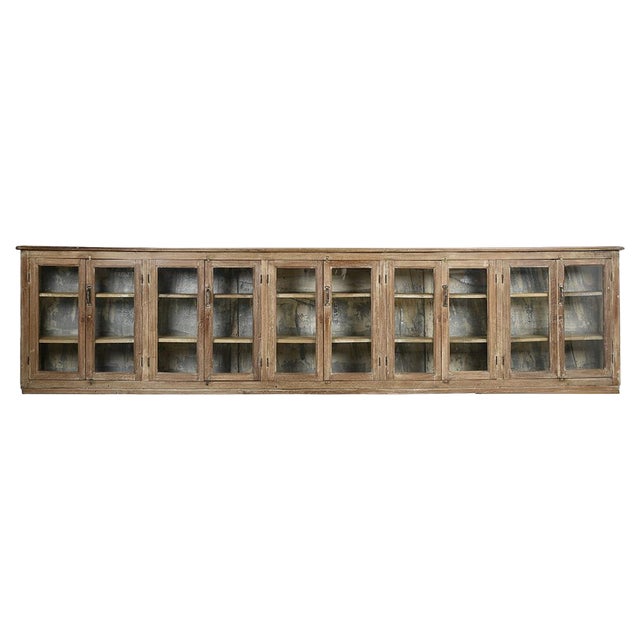 Long Wall Showcase to Hang in Wood and Zinc For Sale