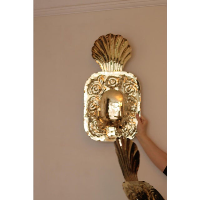 Large Mid-Century Modern Swedish Brass Sconces, Set of 2 For Sale - Image 6 of 18