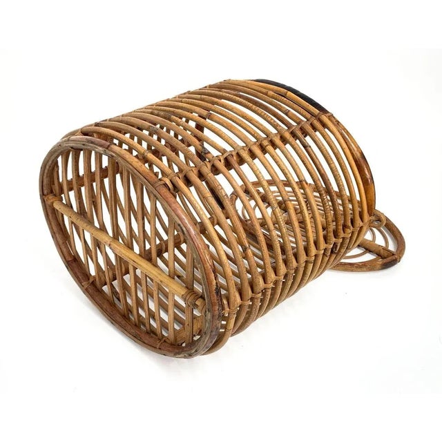 Mid-Century Italian French Riviera Bamboo & Rattan Basket, 1950s For Sale - Image 10 of 16