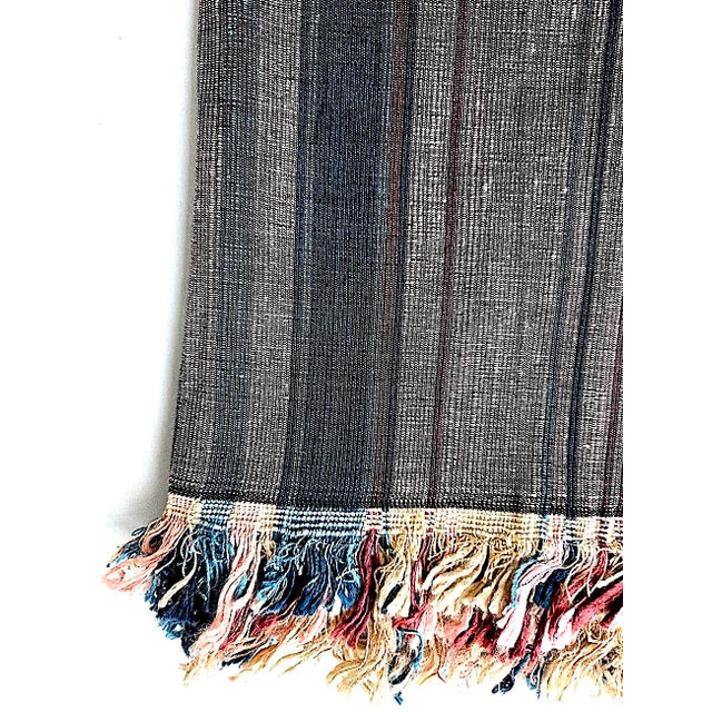 Gray 4 Ply Thai Silk Fabric in Steel Gray With Plum, Amethyst and Navy Blue Stripe, 2.67 Yards For Sale - Image 8 of 8