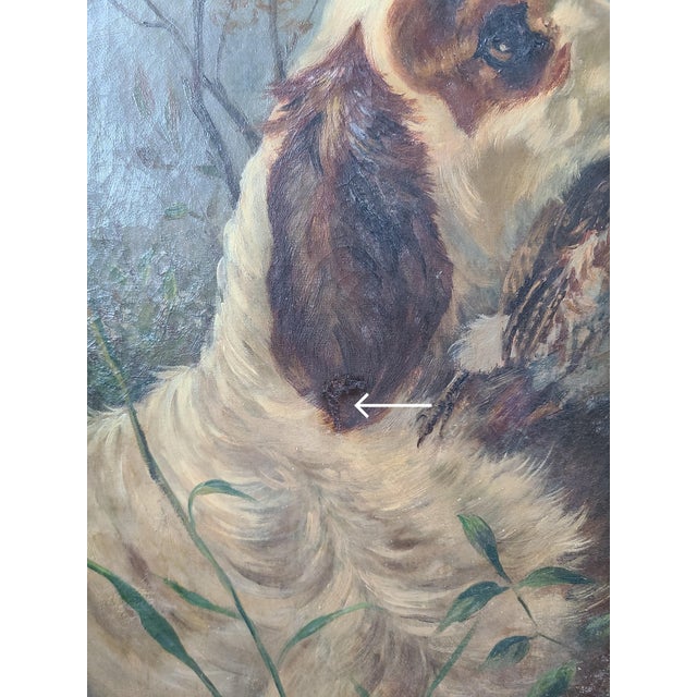 Antique 19th Century Oil Painting Moody Dog Portrait English Setter Hunting Scene For Sale - Image 16 of 17