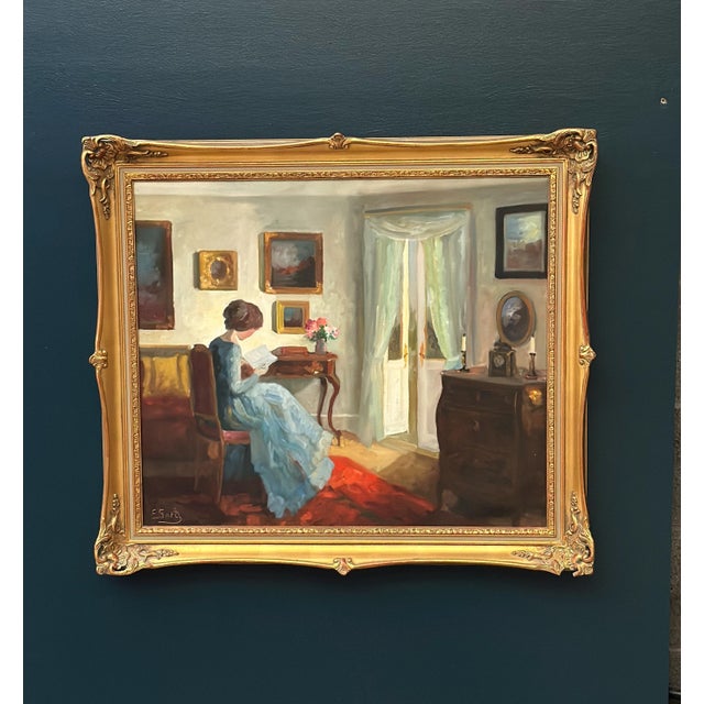 Edith Gert, Woman Reading, 1960s, Oil on Canvas, Framed For Sale - Image 12 of 17