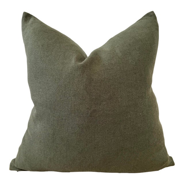 Belgian Linen Pillow Cover in Forest For Sale