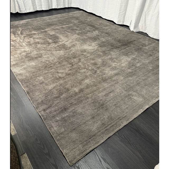 Textile Restoration Hardware Rowe Rug – 9’ X 12’ Graphite | Hand-Knotted Wool & Viscose For Sale - Image 7 of 18