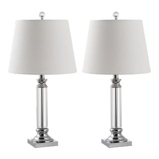 24 Inch H Crystal Table Lamp in Clear - a Pair For Sale