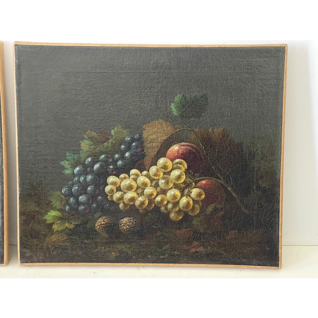 Pair Early 19th Century European Antique Still Lives W Grapes For Sale In Miami - Image 6 of 7