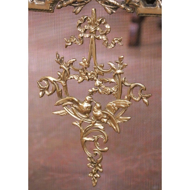 Mid 20th Century Mid-Century French Louis XVI Bronze Fireplace Screen With Mesh Panel For Sale - Image 5 of 12