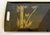Plastic Vintage Marusei Japanese Black Serving Tray With Gold Bamboo Design For Sale - Image 7 of 10