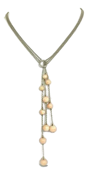 Basilio Liverino Angel Skin Coral 18k Gold Dangle Pendant Necklace