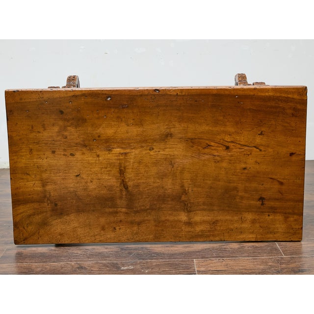 Baroque Spanish 18th Century Walnut Fratino Table with Carved Legs and Iron Stretcher For Sale - Image 3 of 12