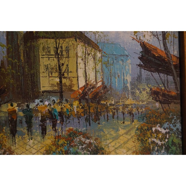 Mid Century French Street Painting Signed Rivira For Sale - Image 11 of 11