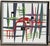 Ernest August Kalnins 20th century "Japanese Composition" Oil and two small metal plates affixed to cardboard, with...