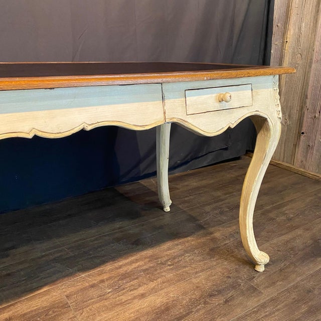 French Provincial Louis XV Style Paint Decorated Writing Desk For Sale In Portland, ME - Image 6 of 14