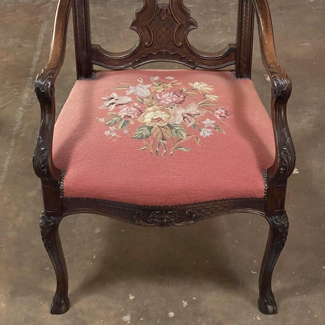 Set of 6 Antique Liegeoise Needlepoint Dining Chairs Includes 1 Armchair For Sale - Image 13 of 18