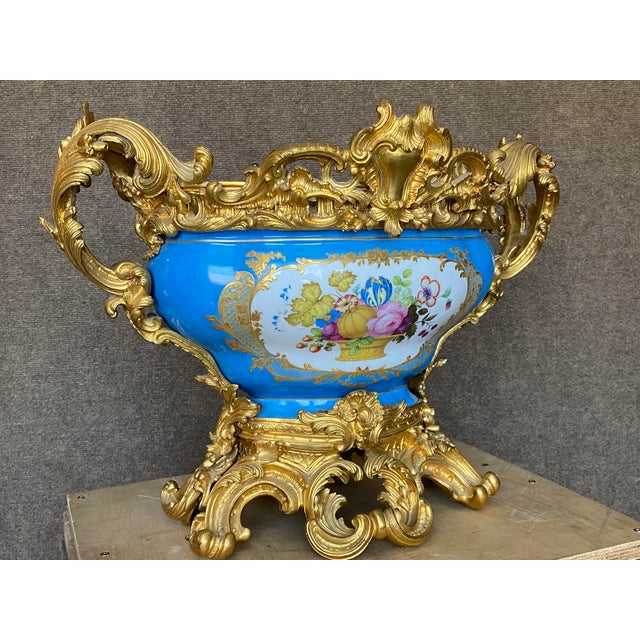 Bronze Late 19th Century French Louis XV / Rococo Style Gilt Bronze-Mounted Porcelain Jardinière, Circa 1880 For Sale - Image 8 of 10