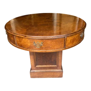 Early 20th Century Burled English Walnut Pedestal Center or Occasional Table