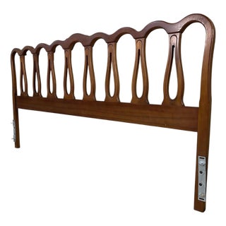 King Size Mid-Century Modern Walnut Headboard With Elegant Arches For Sale