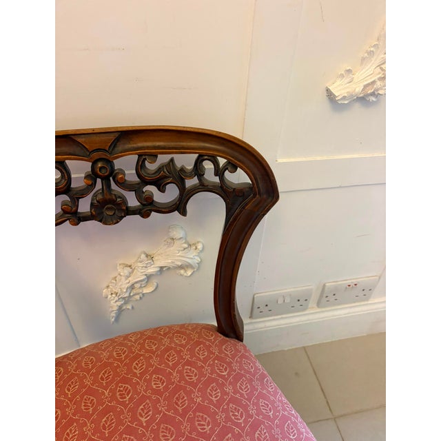 Antique Victorian Side Chairs in Carved Walnut, 1860, Set of 2 For Sale - Image 11 of 17