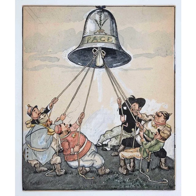 Cover is an original artwork by Gabriele Galantara (September 11, 1904). This is the cover of the donkey magazine realized...