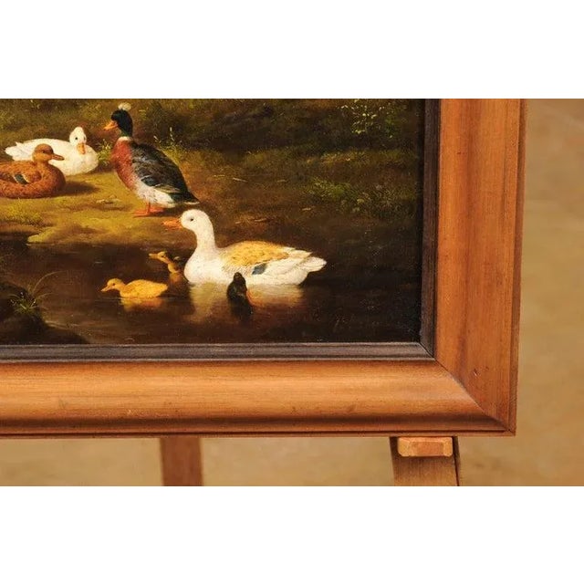 1850s French Oil on Panel Baryard Painting with Ducks and Vibrant Colors For Sale In Atlanta - Image 6 of 12