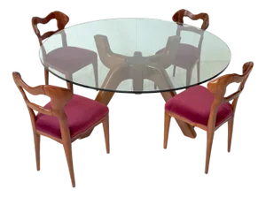 Ragno Table and Scapular Chairs by Giovanni Michelucci, 1980s, Set of 5