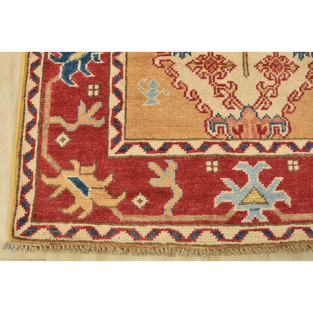 Kazak Runner 2’8” X 9’9” Gold Wool Tribal Hand-Knotted Oriental Rug For Sale - Image 10 of 13