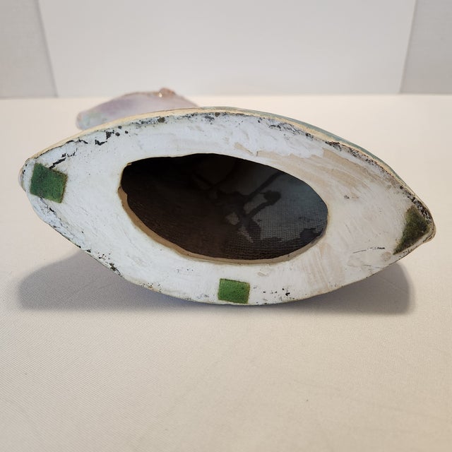 Lavender Vintage Studio Pottery Cat Sculpture With Reactive Glaze Hand-Carved For Sale - Image 8 of 8