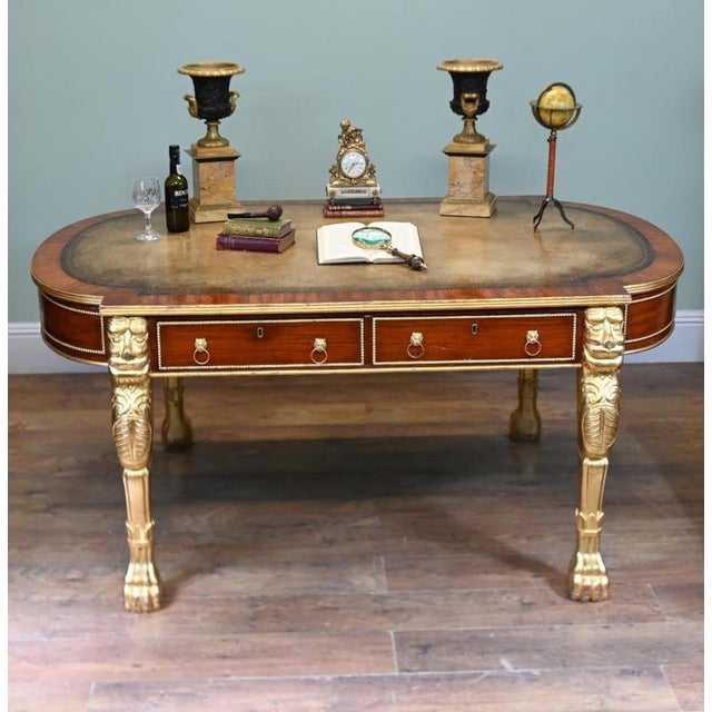 Regency Revival Gilt Mahogany Writing Table, 1880 For Sale - Image 12 of 12