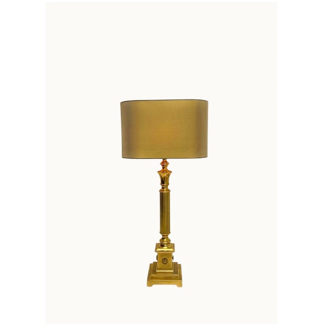 Metal Vintage French Architectural Brass Table Lamp, 1960s For Sale - Image 7 of 8