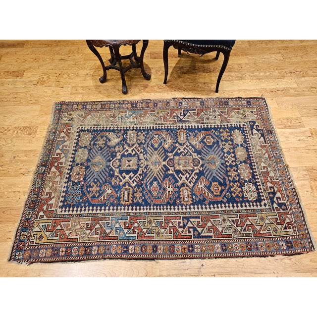 Antique Caucasian Shirvan Area Rug, Handwoven Wool, Allover Geometric Pattern, 1890s, 4' x 6' For Sale In Chicago - Image 6 of 18