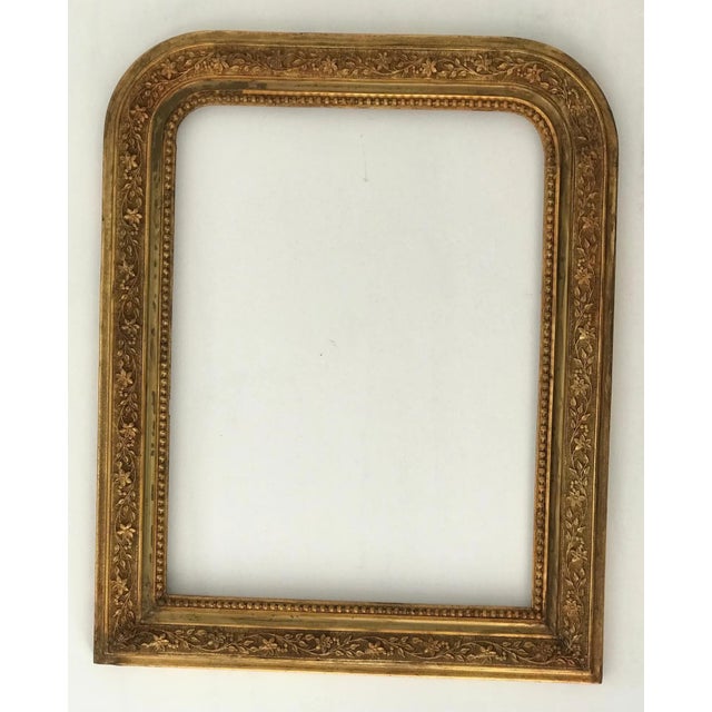Wood Large 19th Century Louis Philippe French Gilded Frame with Baroque Carved Ornamentation For Sale - Image 7 of 7
